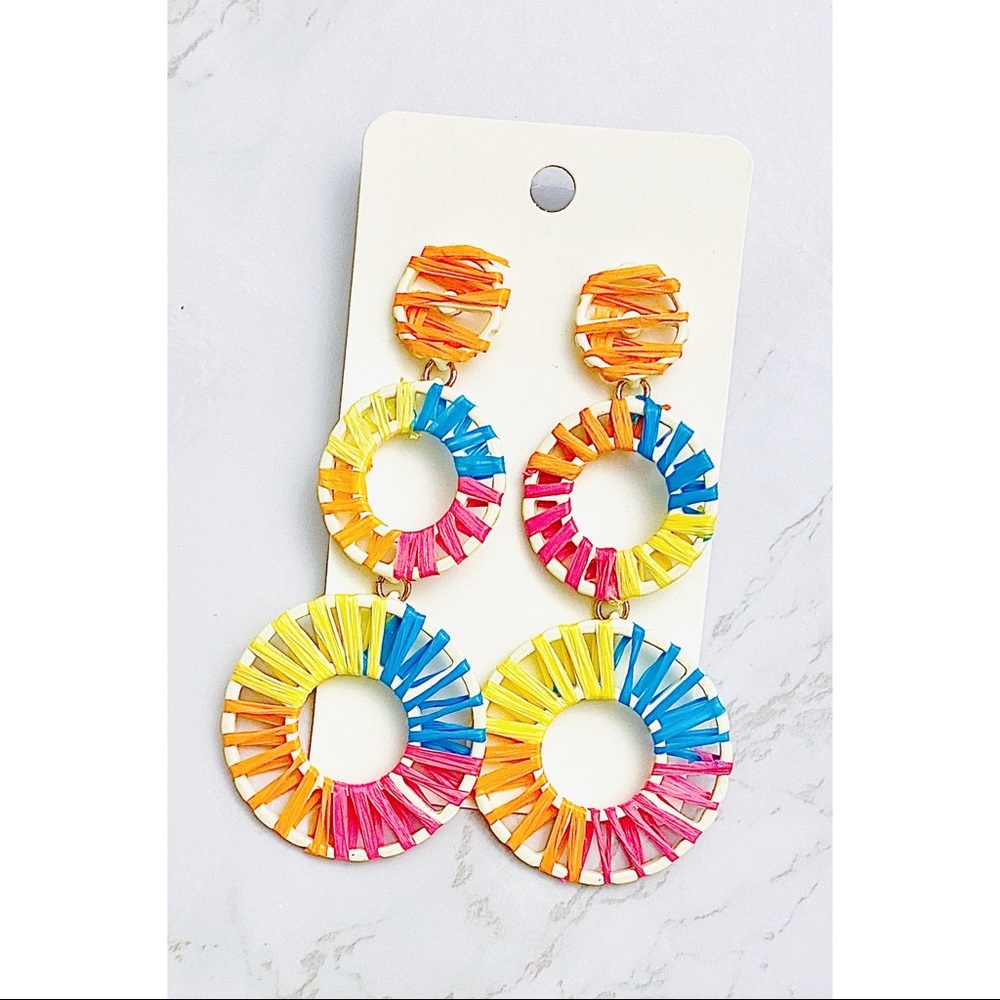 Bold & Bright Raffia Earring Set - Picture 2 of 5